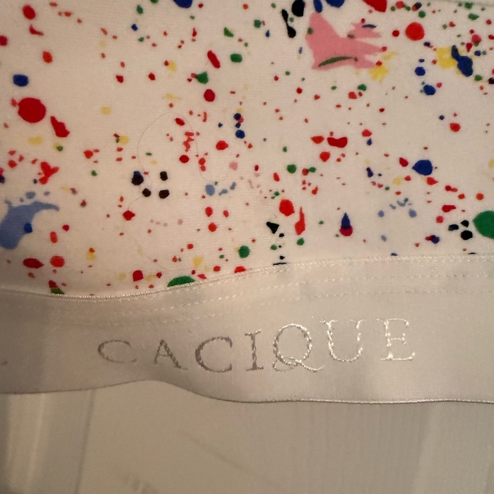 Cacique 40D Rainbow Strap Paint Splatter Bra | Unlined No-Wire Full Coverage NWT - Picture 6 of 7